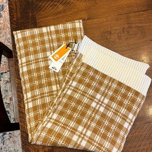 Timberland Mustard Yellow and White Plaid Knit Scarf